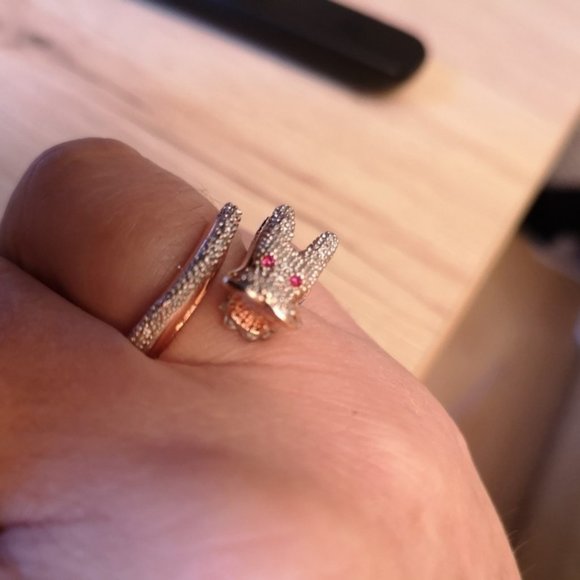 1 DY Sale ONLY! 14K ROSE GOLD DRAGON WHite Sapph R - Picture 8 of 16